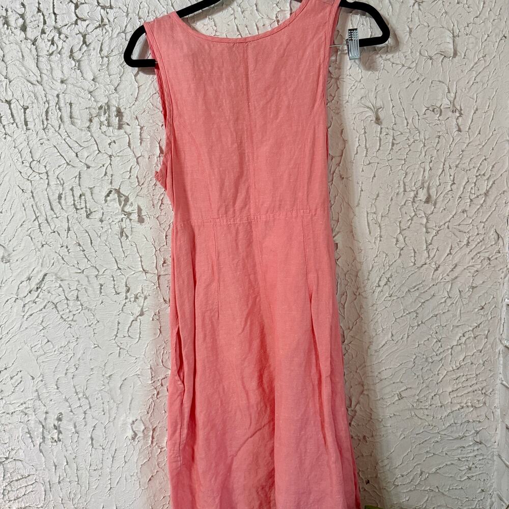 Linen Blend Pink Mini Dress Freedom Trail Women’s Sleeveless V Neck Summer Dress - Picture 6 of 8